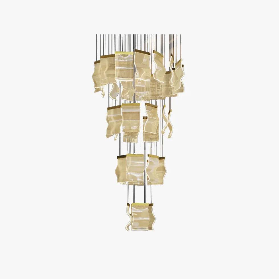 Modern Square Stacking Chandelier for Living Room - Elegant Ceiling Light Fixture for Dining Room, Bedroom & Home Decor