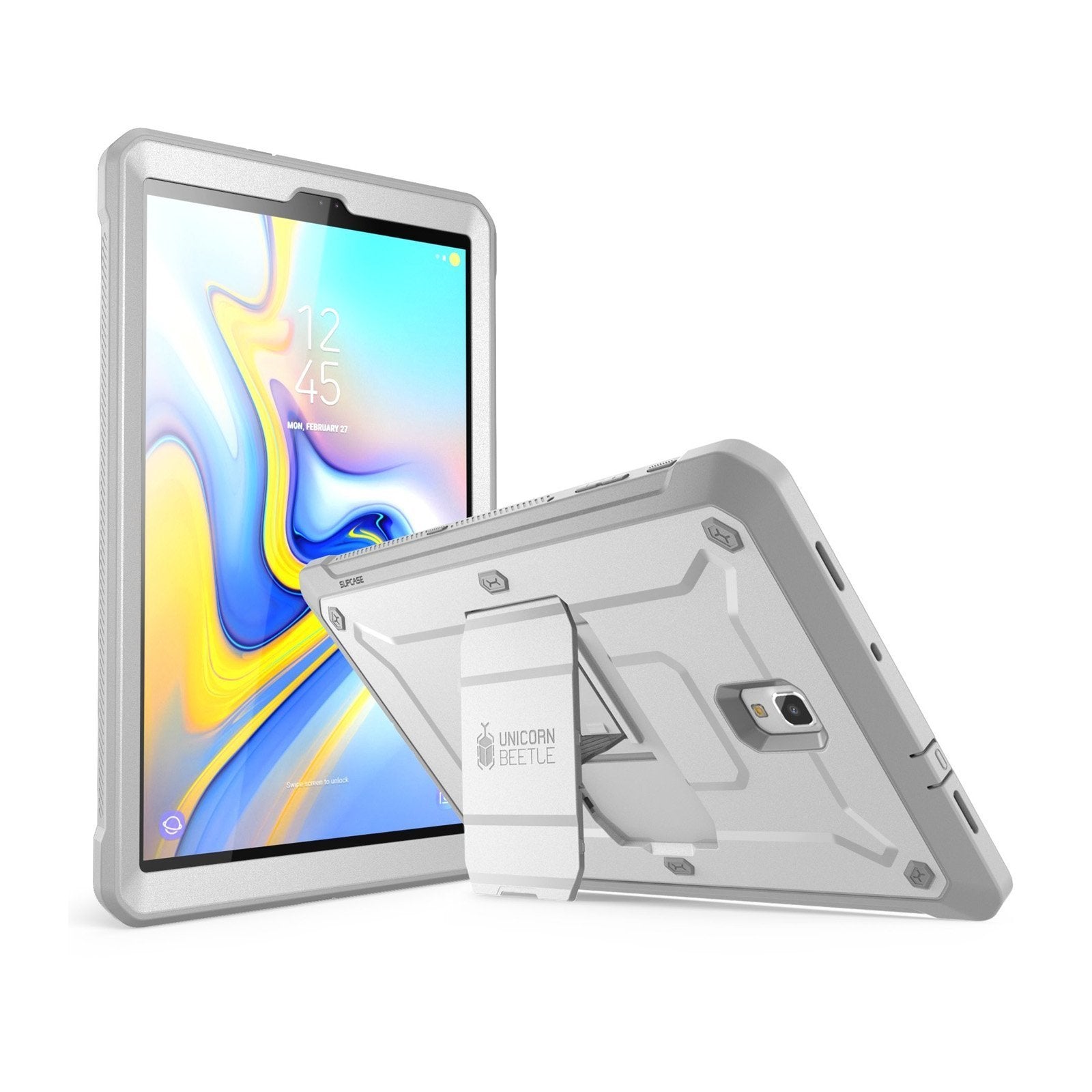 Samsung Galaxy Tab A 10.5 Inch (2018) Shockproof Case - Unicorn Beetle Pro Series Full Body Protective Cover with Built-in Screen Protector (White) - Perfect for Outdoor, Construction & Travel Use