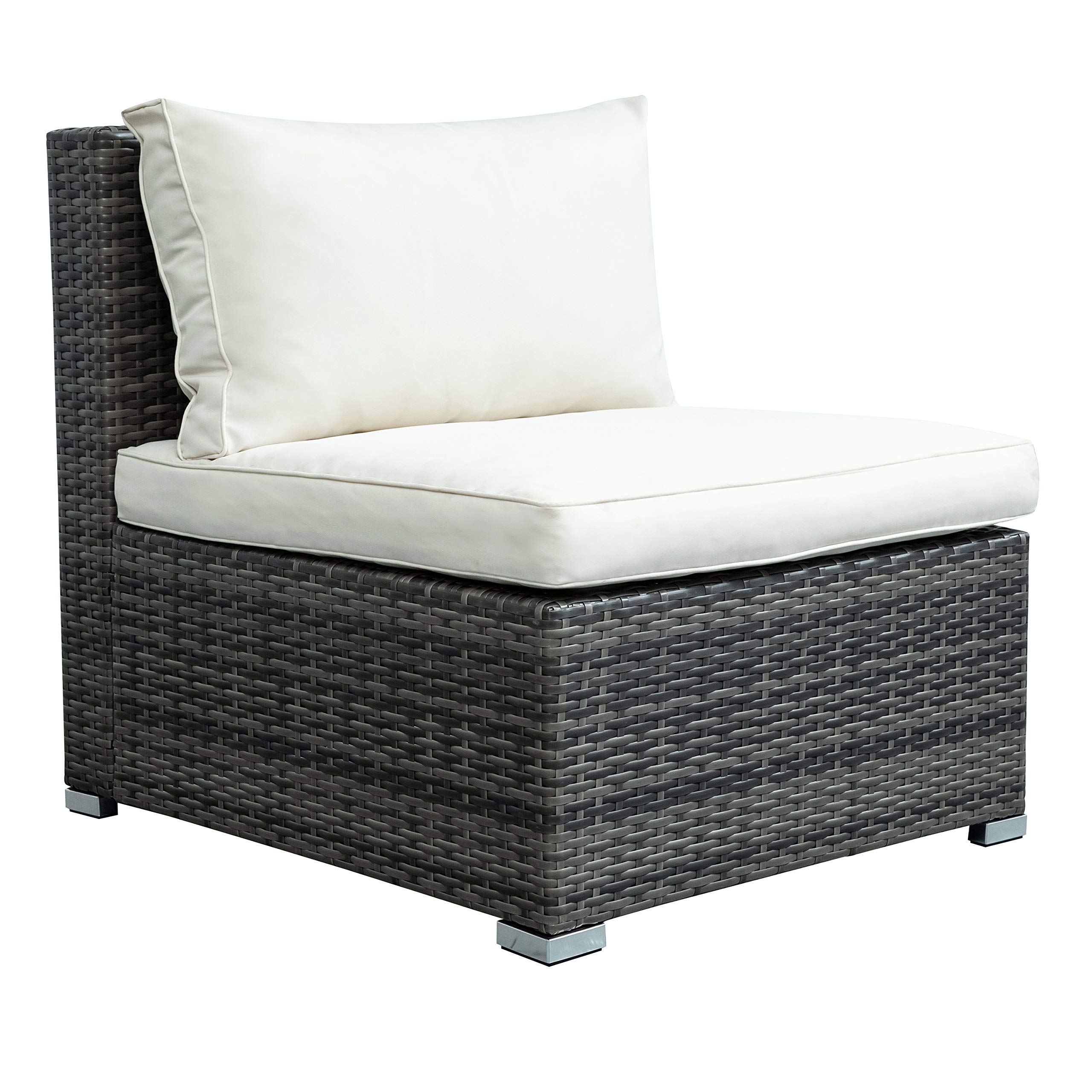 **Merax 8-Piece Patio Furniture Set - All-Weather Outdoor PE Rattan Sectional Sofa with Cushions, Ottoman & Coffee Table - Grey & Beige - Perfect for Backyard, Garden, Poolside & Balcony Relaxation**