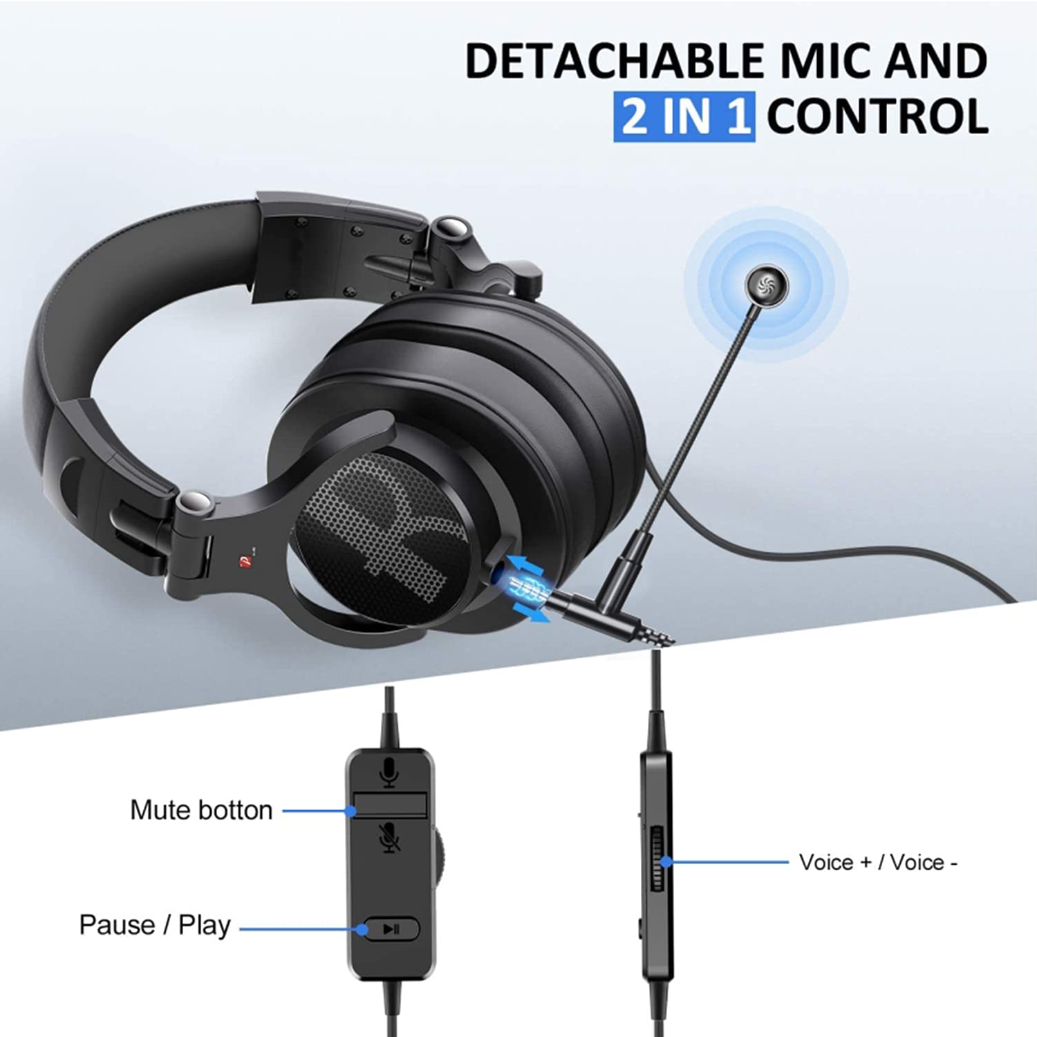 Prosonic DJ2KG Professional Wired Over-Ear Headphones with Boom Mic - Noise Cancelling Gaming Headset for PC, PS4, Xbox One | Perfect for Business Meetings, Skype, Zoom, Discord & Podcasting | Includes SharePort & Volume Control (Black) - Ideal for Remote Work, Online Classes & Multiplayer Gaming