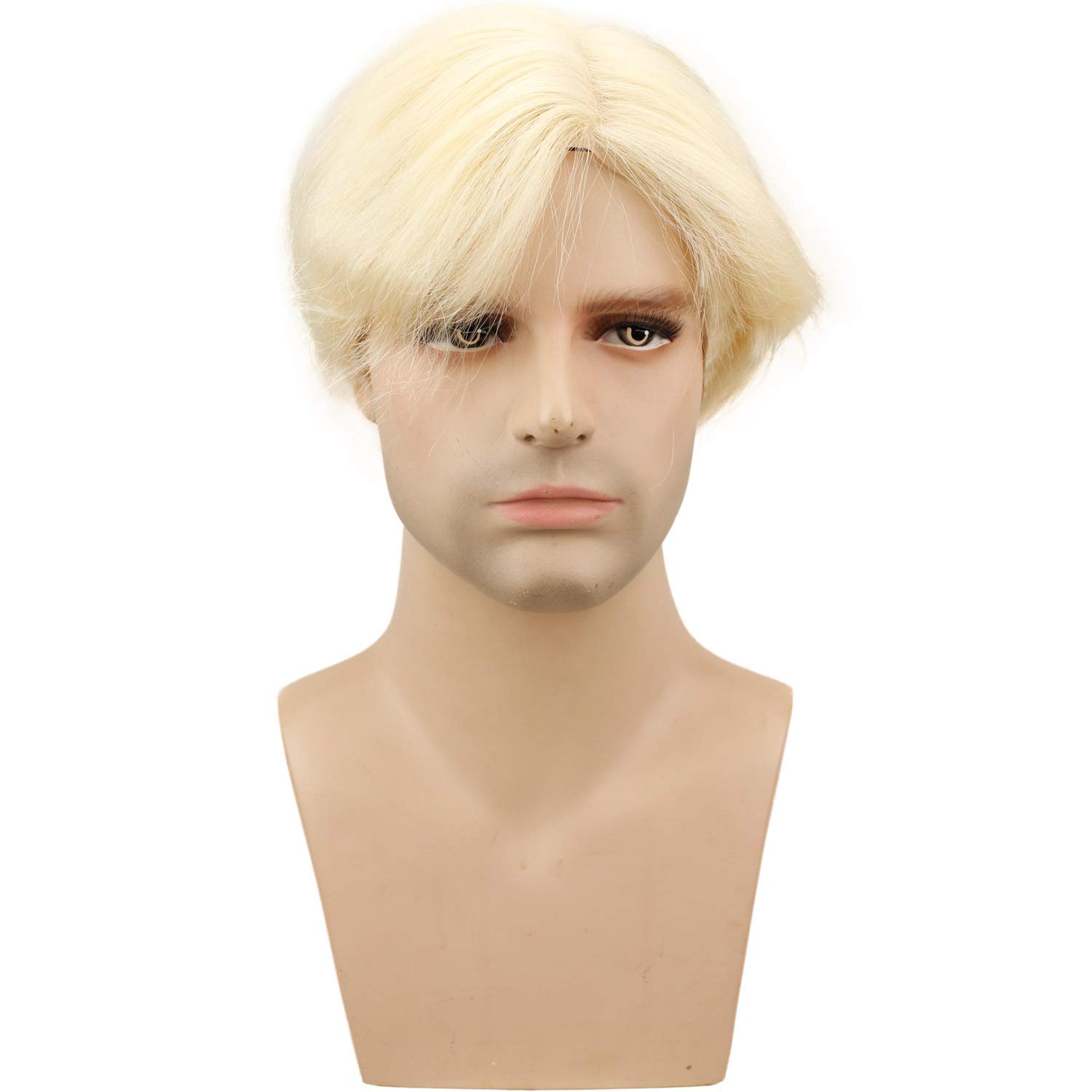 Premium Swiss Full Lace Men's Toupee - European Real Human Hair Replacement System #613 Blonde - Natural Looking Hairpiece for Thinning Hair & Baldness - Perfect for Daily Wear, Special Occasions & Confidence Boost