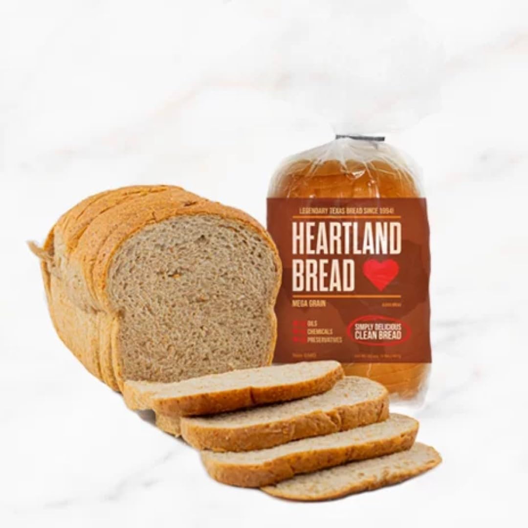 Heartland Bread Organic Mega Grain Sliced Bread - 32 Ounce Loaf | No Fats, Oils, Chemicals or Preservatives | 100% Natural Homemade Taste | Perfect for Sandwiches, Toast & Healthy Breakfasts