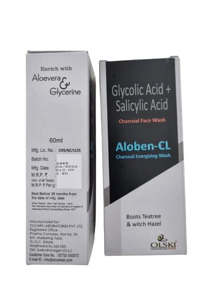 Aloben-CL Charcoal & 2% Salicylic Acid Acne Face Wash 60ml (Pack of 2) - Deep Cleansing for Oily & Acne-Prone Skin - Daily Skincare for Men & Women