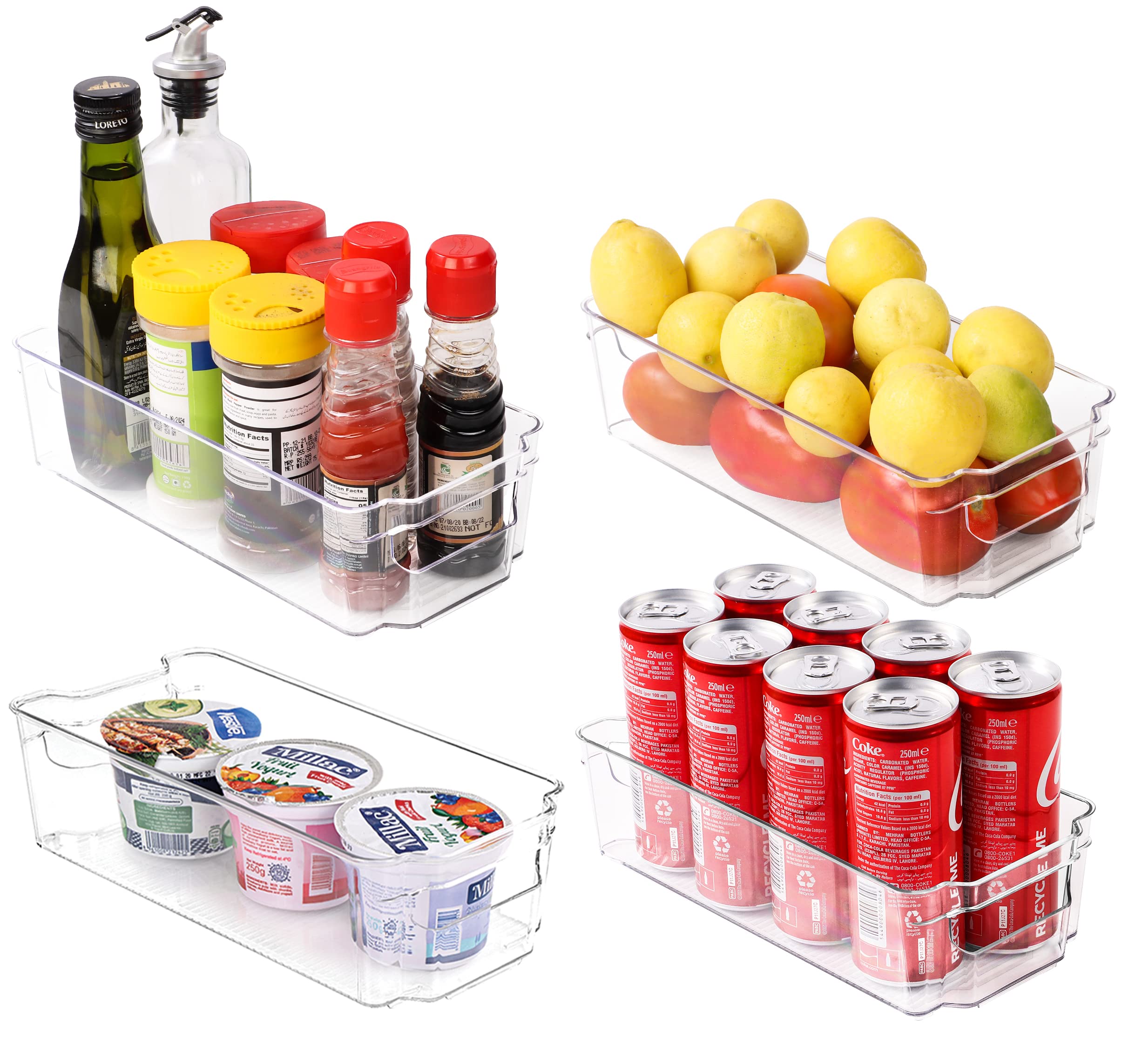 Utopia Home Small Pantry Organizer Set of 4 - Clear BPA-Free Refrigerator Organizer Bins for Freezers, Kitchen Countertops & Cabinets - Perfect for Food Storage, Meal Prep & Kitchen Organization