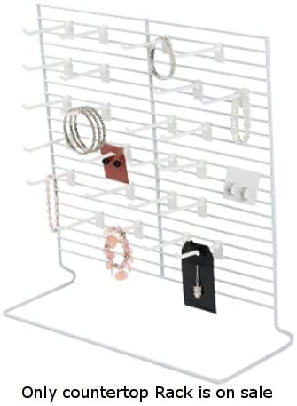 White Metal Wire Countertop Rack 18x20in - 24 Pegs for Kitchen Storage