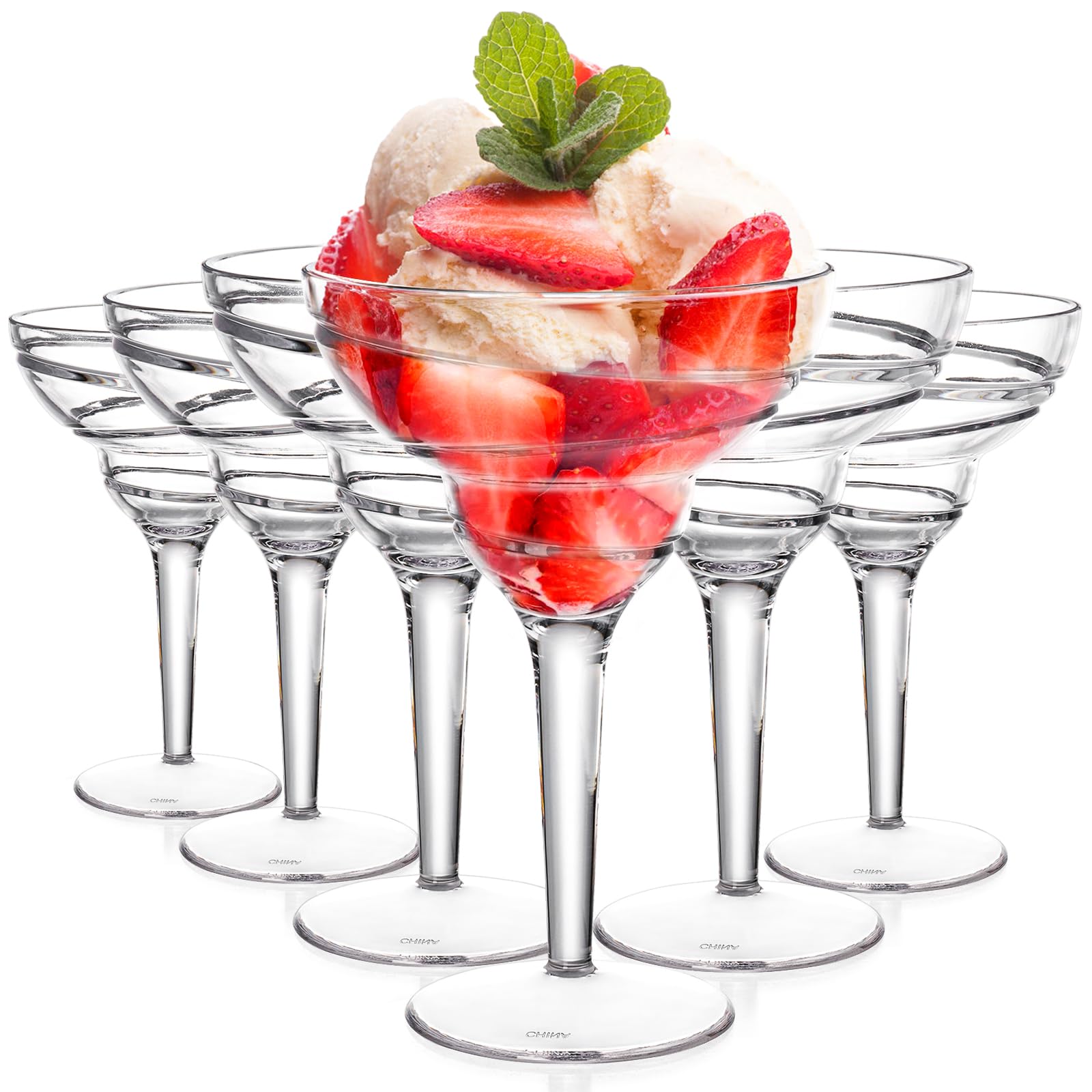 Youeon 6-Pack 12oz Shatterproof Acrylic Margarita Glasses with Stem - Reusable Wine Cups for Cocktails, Beer, Juice - Perfect for Weddings, Parties, Holidays, Bars, Restaurants & Outdoor Events