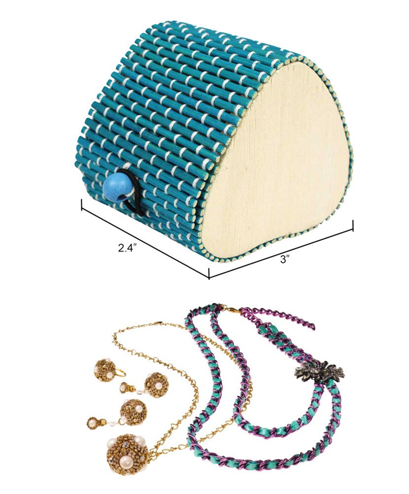 Small Round Bamboo Travel Jewelry Box - Portable Organizer for Necklaces, Rings & Earrings - Perfect for Vacation, Business Trips & Gifts