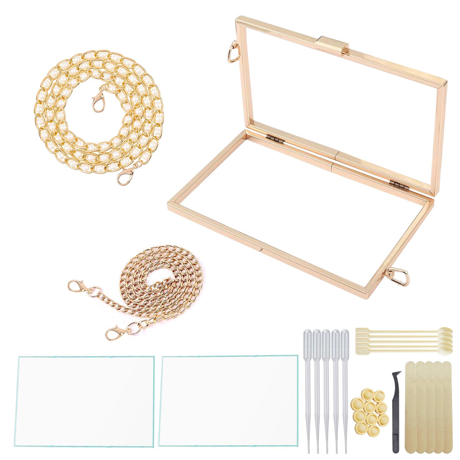 Premium Rectangular Metal Purse Frame for Resin Clutch Bags - DIY Handbag Mold Kit in Gold | Perfect for Crafting Unique Resin Purses, Evening Bags & Fashion Accessories