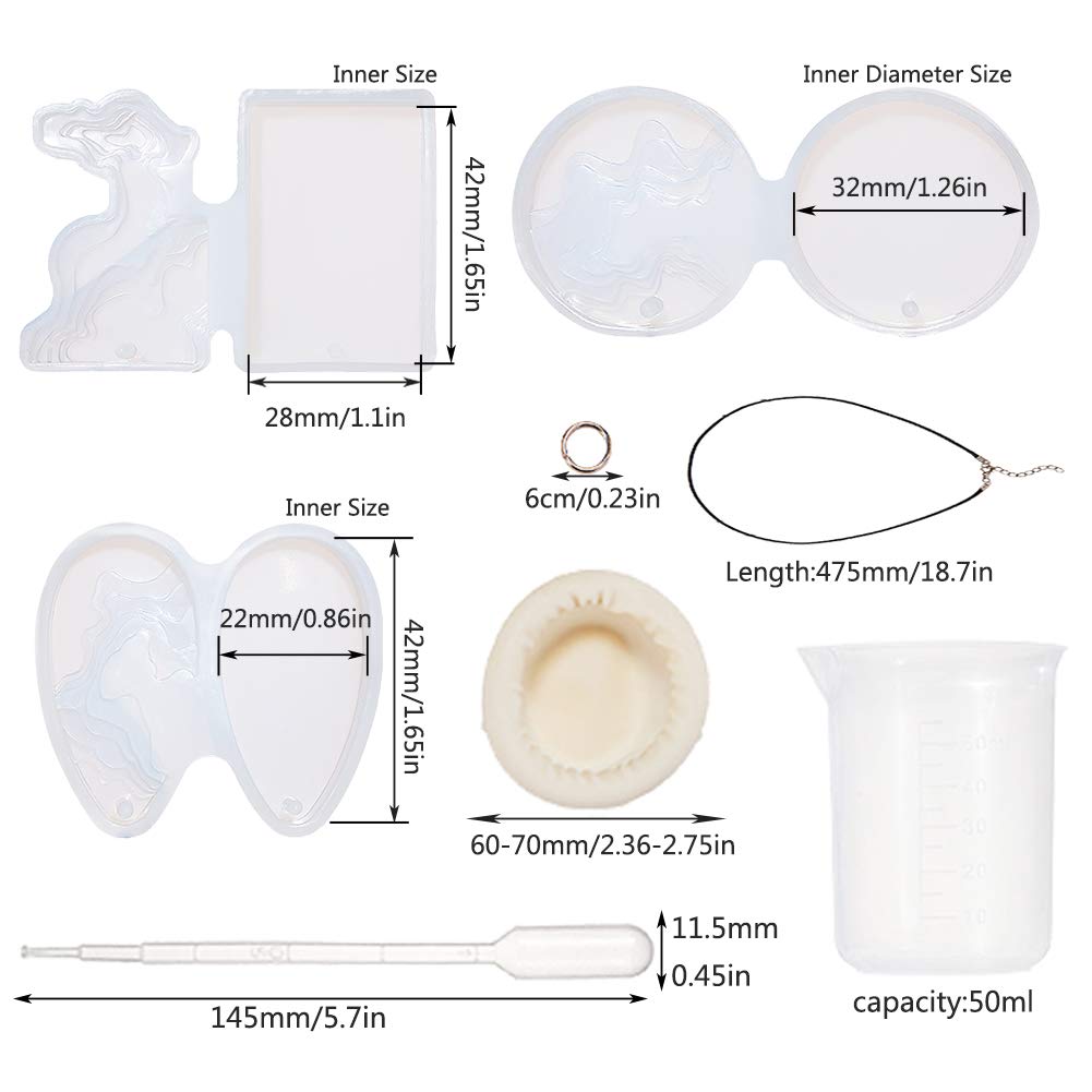 3-Piece Island Resin Mold Set for DIY Jewelry Making - Silicone Pendant, Earring & Keychain Casting Molds with Holes & Pipettes - Perfect for Necklaces, Crafts & Home Decor