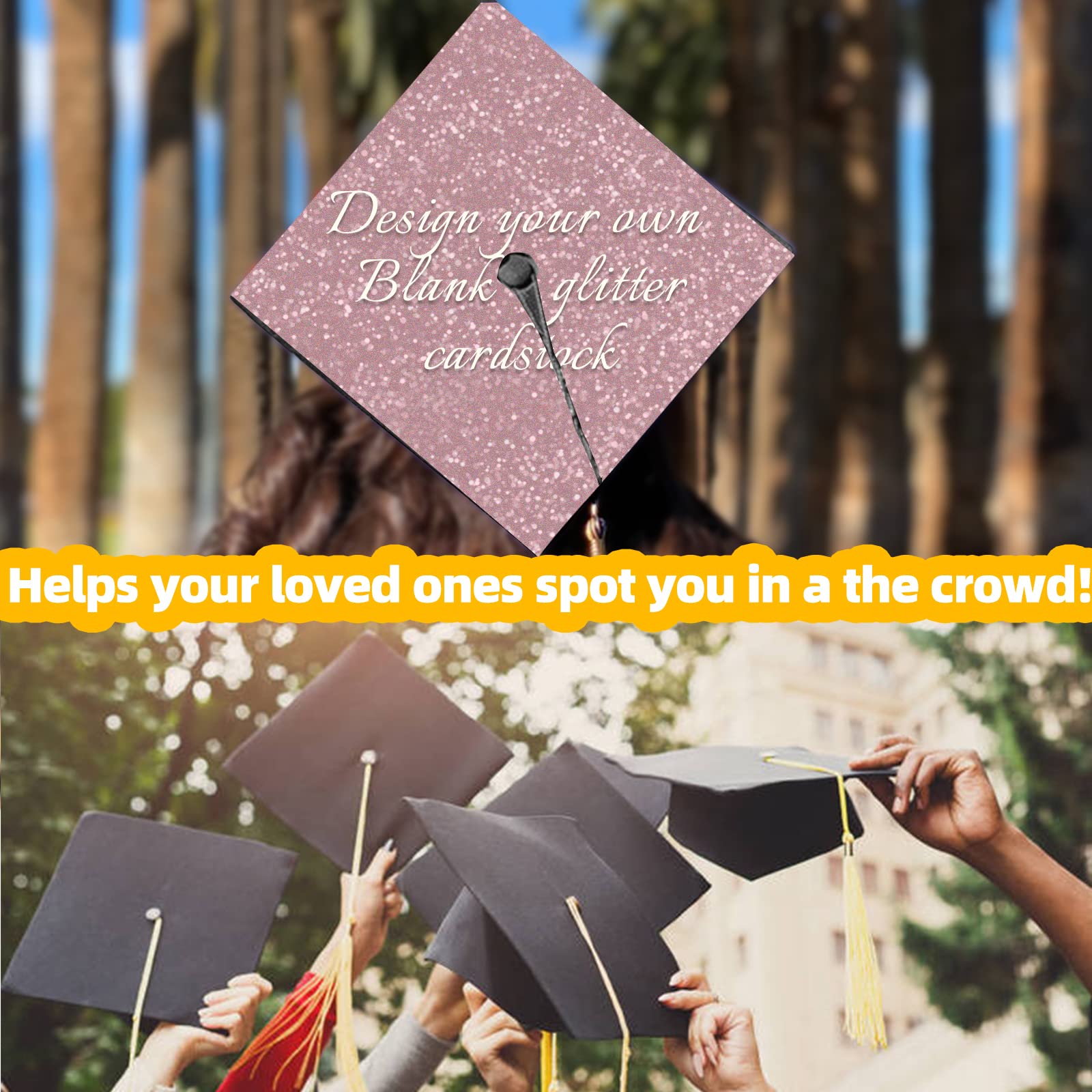 10-Piece Graduation Cap Decorations Kit - DIY Blank Graduation Cap Toppers with Base - Perfect for High School & College Graduation Parties, Photo Props & Commencement Celebrations