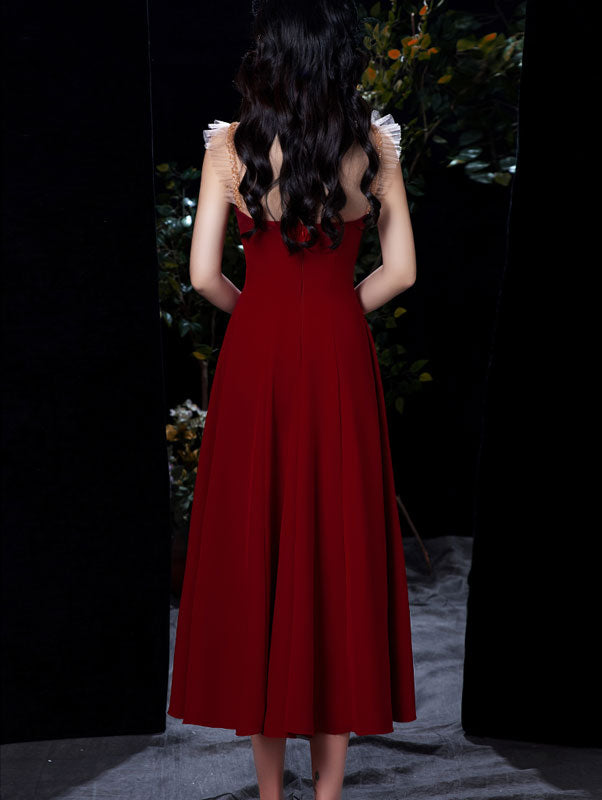 Red Illusion Mesh Sweetheart Neck Fit & Flare Party Dress - Elegant Formal Gown for Prom, Homecoming, Cocktail & Evening Events