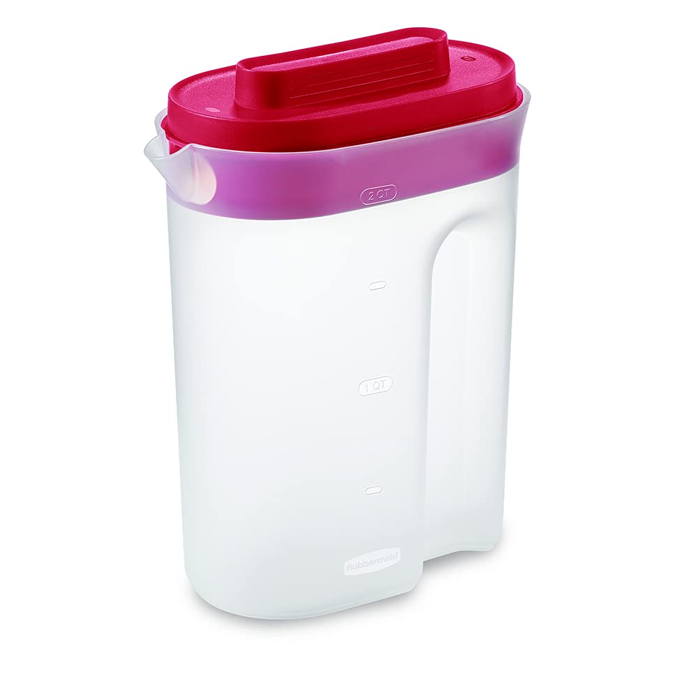 Rubbermaid Compact 2-Quart Plastic Pitcher with Lid - Perfect for Iced Tea, Lemonade & Water - BPA-Free Kitchen Pitcher for Refrigerator & Countertop Storage