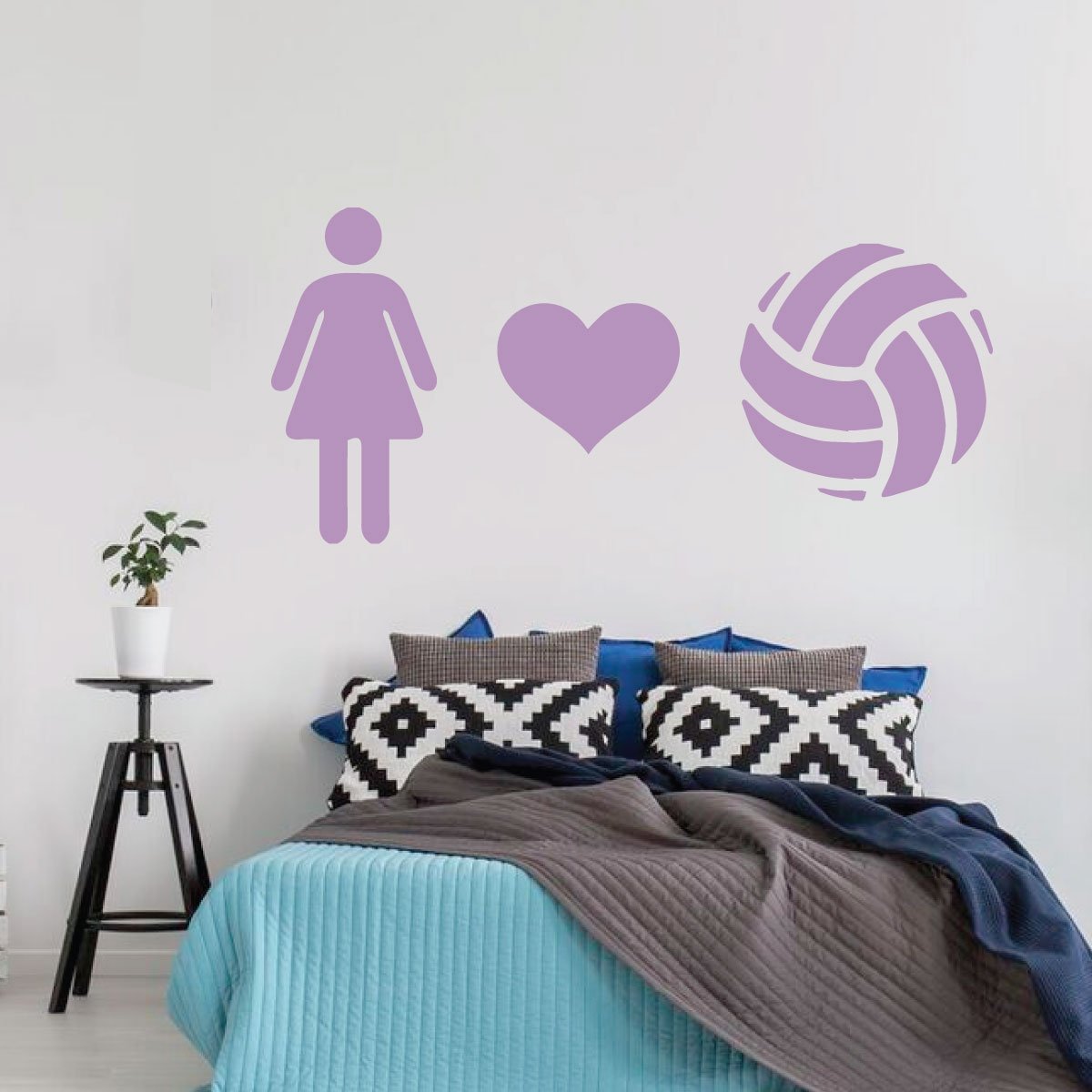 Volleyball Wall Decal - Heart-Shaped Vinyl Sticker for Girls Room Decor - Sports Themed Bedroom & Playroom Wall Art - Perfect for Teen Bedrooms, Sports Lovers & Volleyball Fans