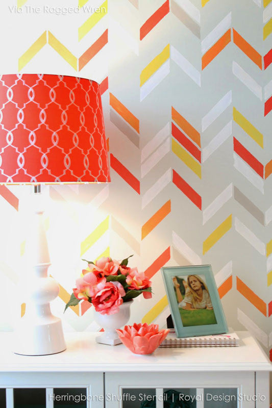 Herringbone Pattern Wall Stencil - DIY Home Decor for Creative Wall Painting & Accent Walls - Perfect for Living Rooms, Bedrooms & Nursery