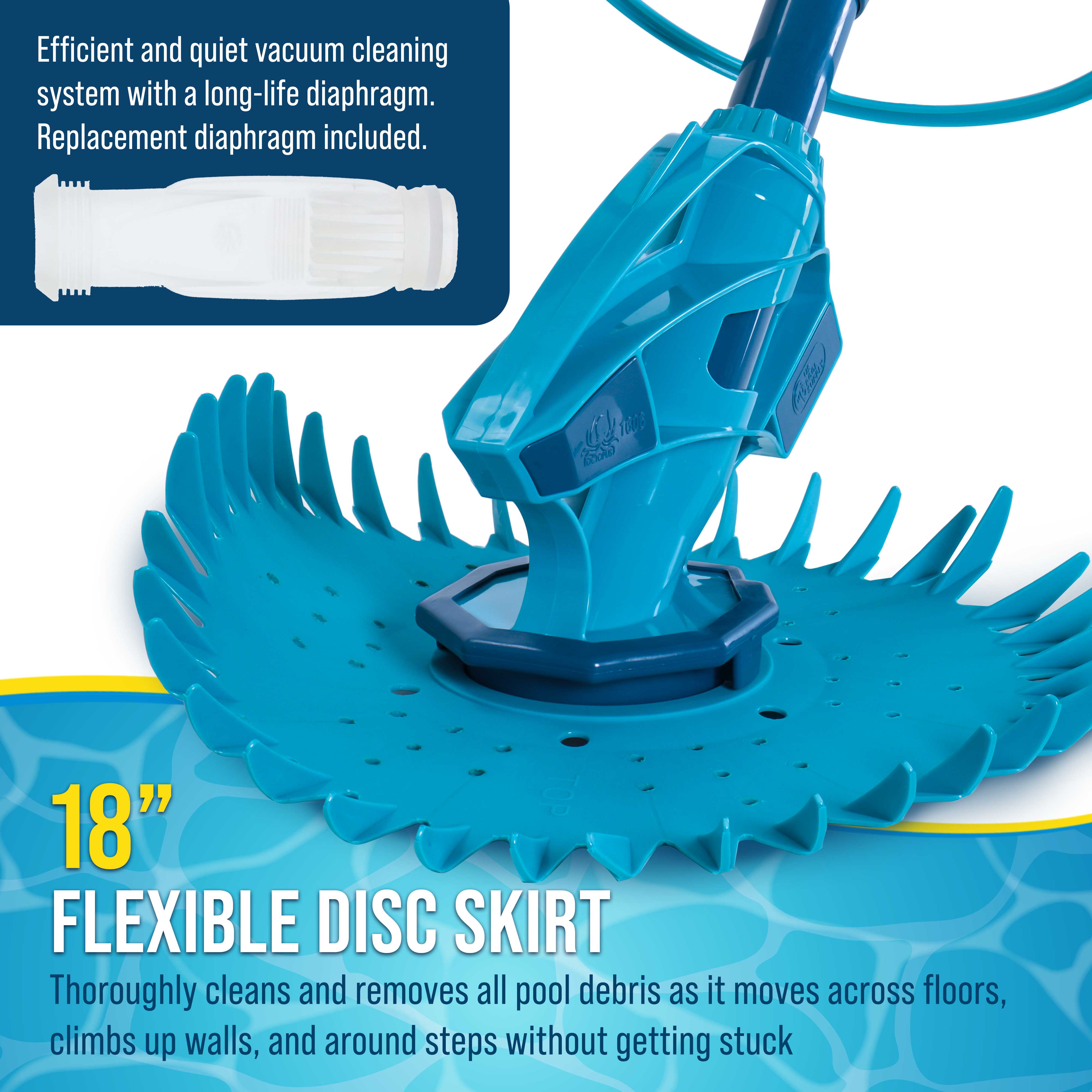 Octopus Prime Automatic Pool Vacuum Cleaner with Hose Set - Powerful Suction for In-Ground & Above Ground Pools - Removes Leaves, Dirt & Debris from Floors, Walls & Steps - Ideal for Backyard, Residential & Commercial Swimming Pools