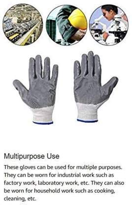 Moxtiza Cut-Resistant Nylon Safety Gloves - Industrial & Household Use - Anti-Slash Protection for Gardening, Construction, and DIY Projects (White & Grey or White & Blue) - 2 Pairs