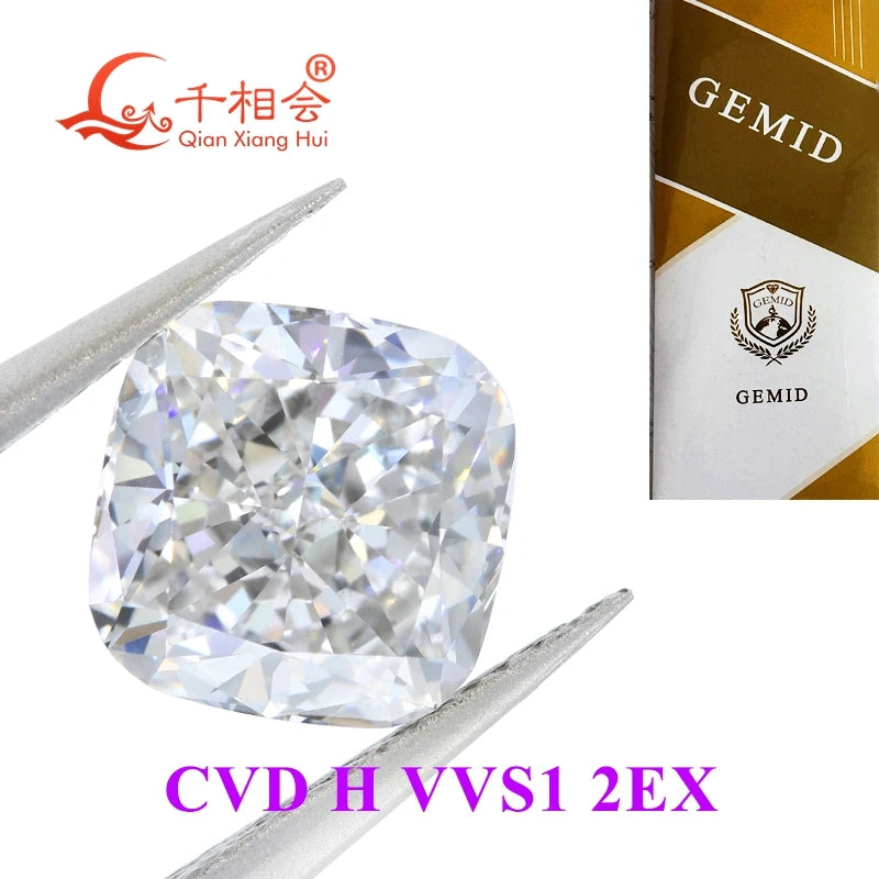 1CT CVD Lab Grown Diamond - H Color VS1 Clarity Cushion Cut Loose Stone | GEMID Certified | Perfect for Engagement Rings & Fine Jewelry