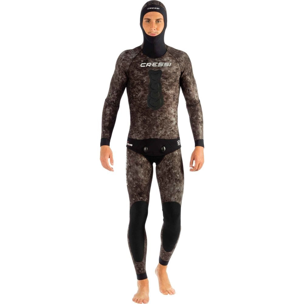 Cressi Tracina 3.5mm Open Cell Camo Wetsuit 2-Piece Set for Men - Premium Scuba Diving & Spearfishing Gear for Warm Water Adventures