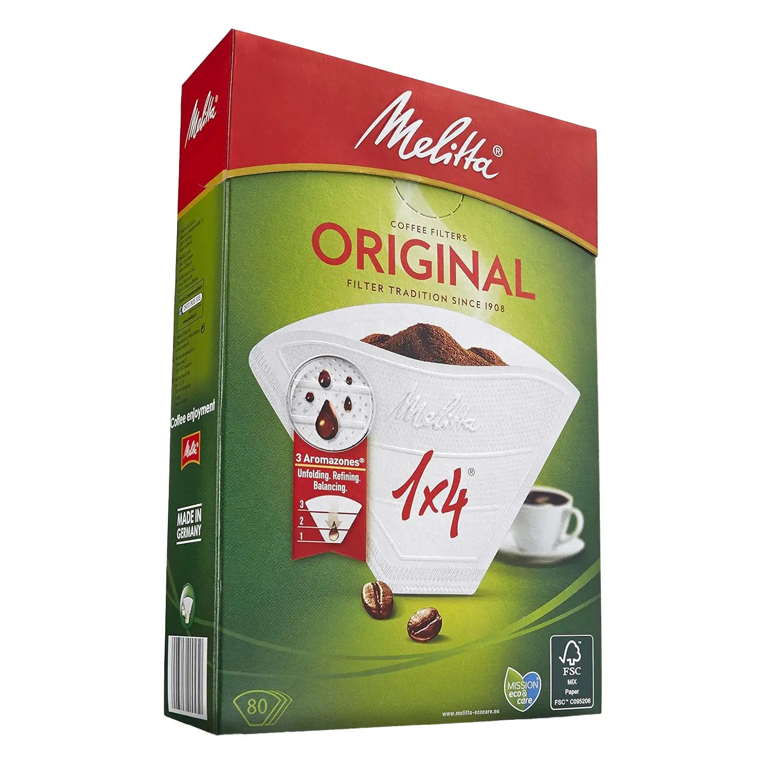 Melitta Wood Pulp Coffee Filters 100 Count - Natural Unbleached Cone Filters for Drip Coffee Makers - Perfect for Home, Office & Camping Brewing