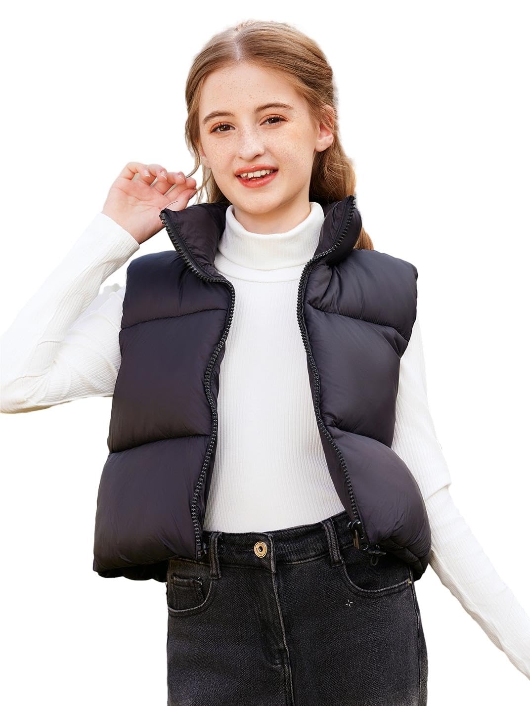 SOLY HUX Women's Sleeveless Puffer Vest - Lightweight Quilted Down Jacket, Funnel Neck Zip Up Outerwear for Winter, Fall & Spring - Perfect for Casual Wear, Layering & Outdoor Activities