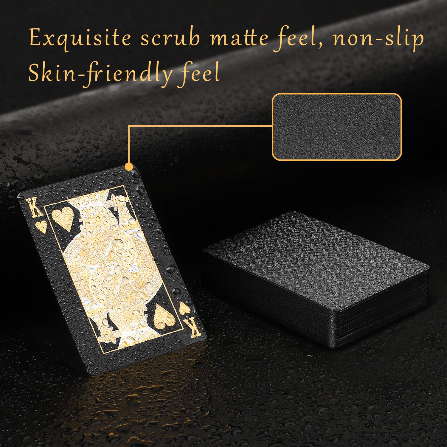 24K Gold Diamond Foil Poker Cards Set - 3 Decks Waterproof Plastic Playing Cards with Gift Box (Black, Gold, Rose Gold) - Perfect for Family Game Nights, Poker Parties & Magic Tricks