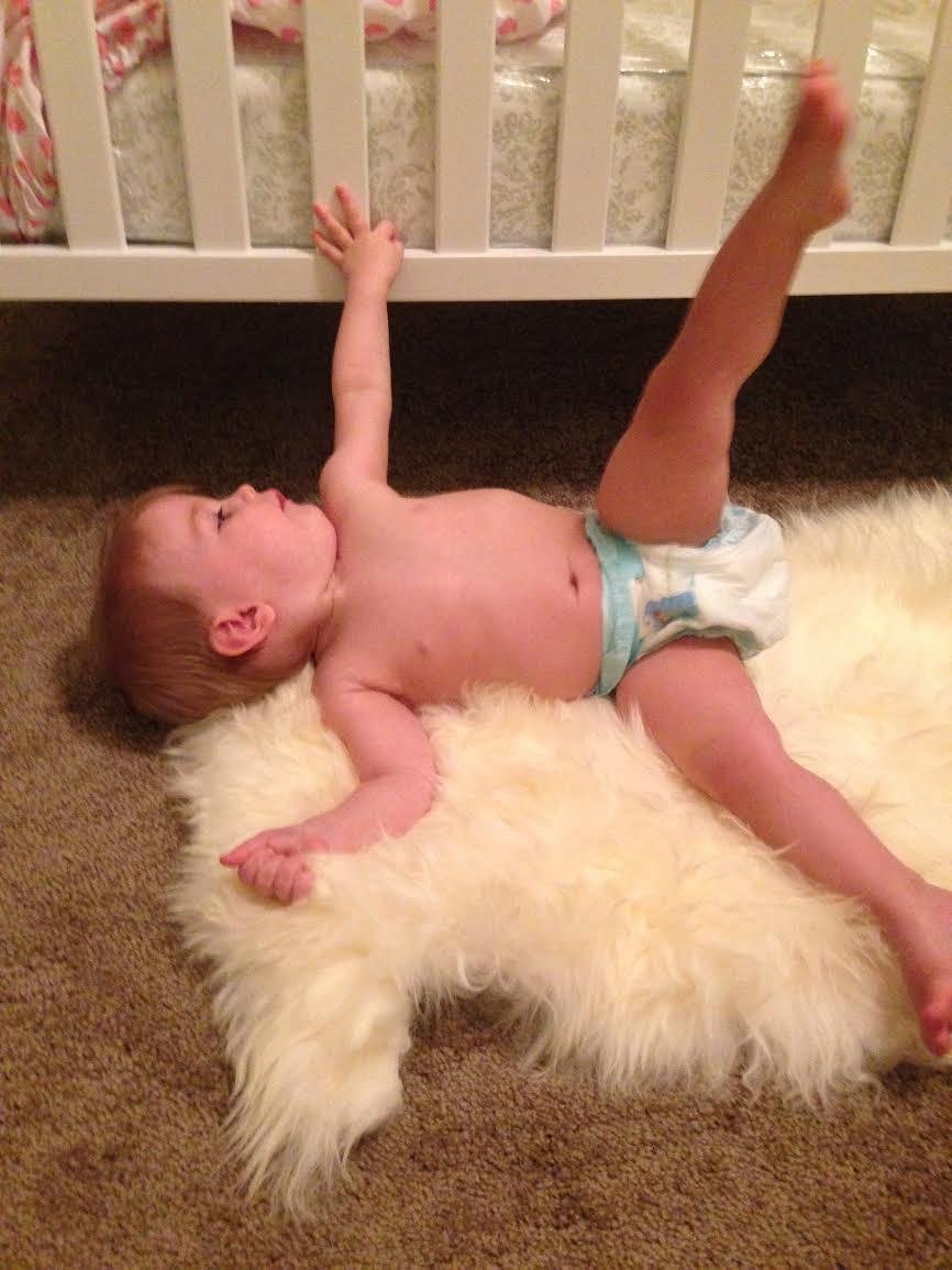 Genuine Australian Sheepskin Rug for Babies – Single Natural Luxuriously Soft Shorn Lambskin Wool, 28x43 Inches, Beige | Perfect for Nursery, Playroom & Baby Photo Shoots