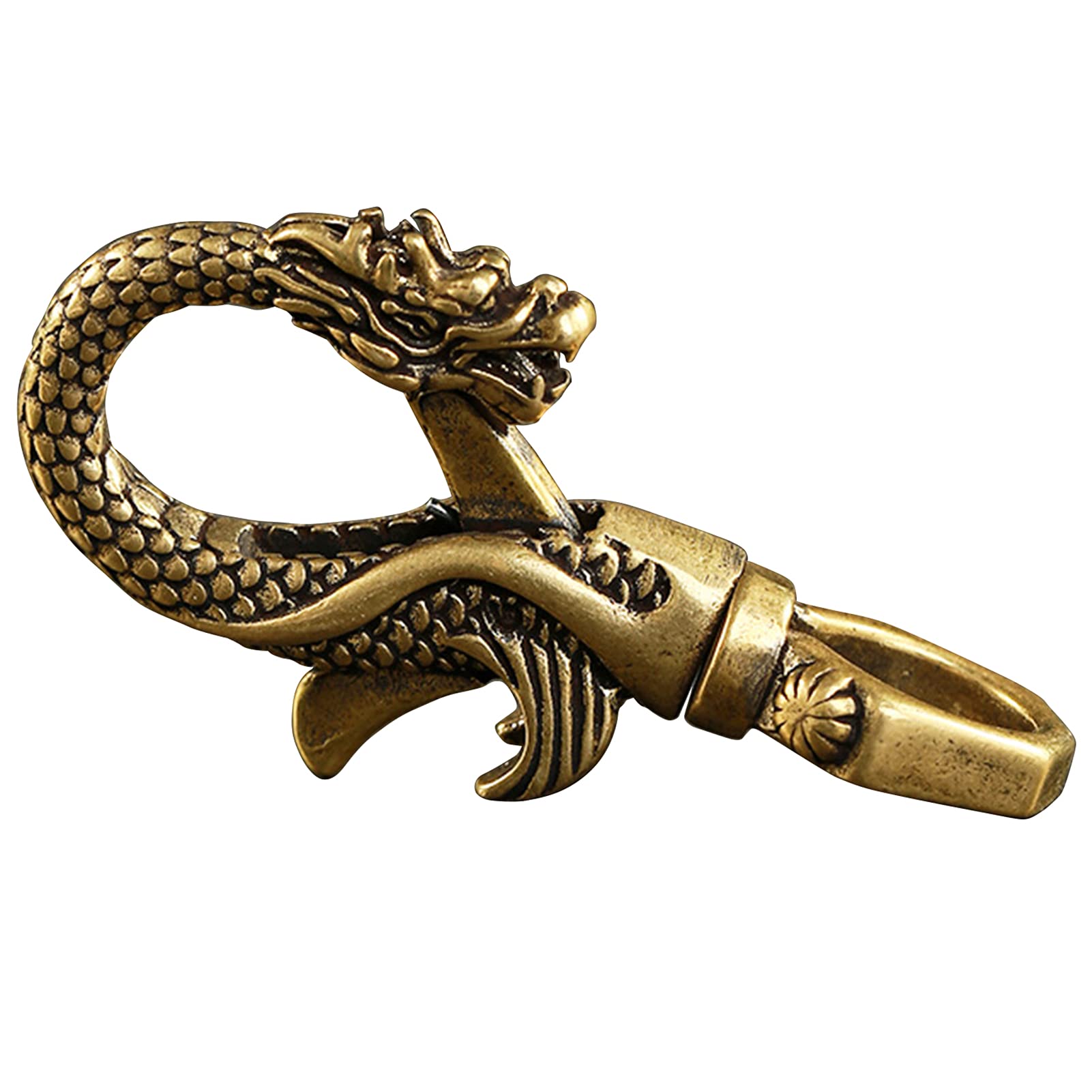 Vintage Brass Dragon Figurine - Miniature Statue Keychain, Home & Office Desk Decor - Perfect for Fantasy Lovers, Gift Giving, and Medieval Theme Decorations