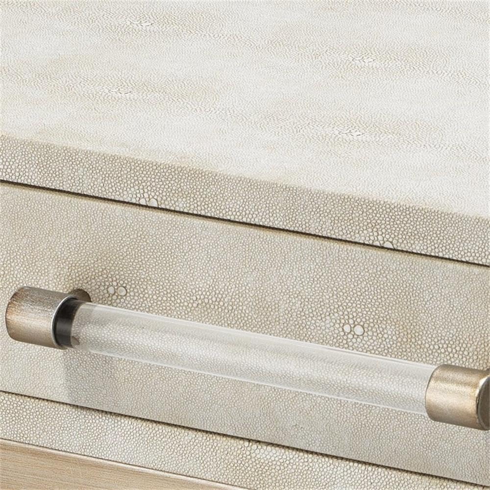 Modern Cream Transitional Side Table - Iron Metal & Faux Leather Accent Table for Living Room, Bedroom, or Office Decor