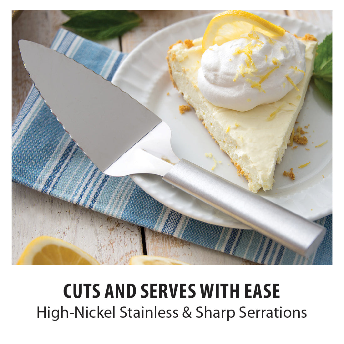Premium Stainless Steel Serrated Pie Server - Perfect for Slicing and Serving Pies, Cakes, and Desserts at Parties, BBQs, and Family Gatherings