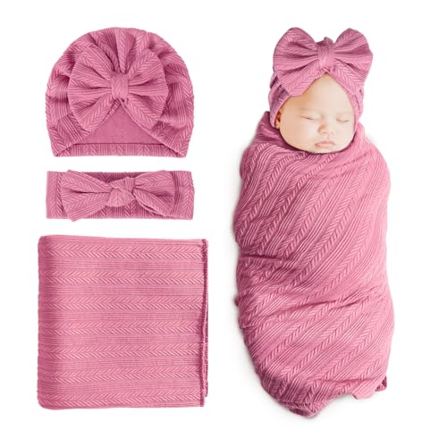 1 Set: Wheat Patterned Hat + Hairband + Blanket (Taro Purple)