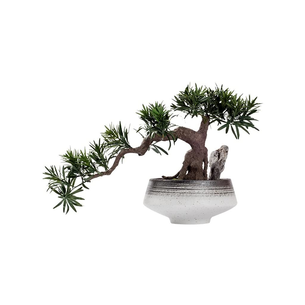Artificial Bonsai Tree - Indoor Decorative Potted Plant with Ceramic Flower Pot, Fake Green Plants for Home & Office Decor, Perfect for Living Room, Desk, or Shelf Display (Color: A)
