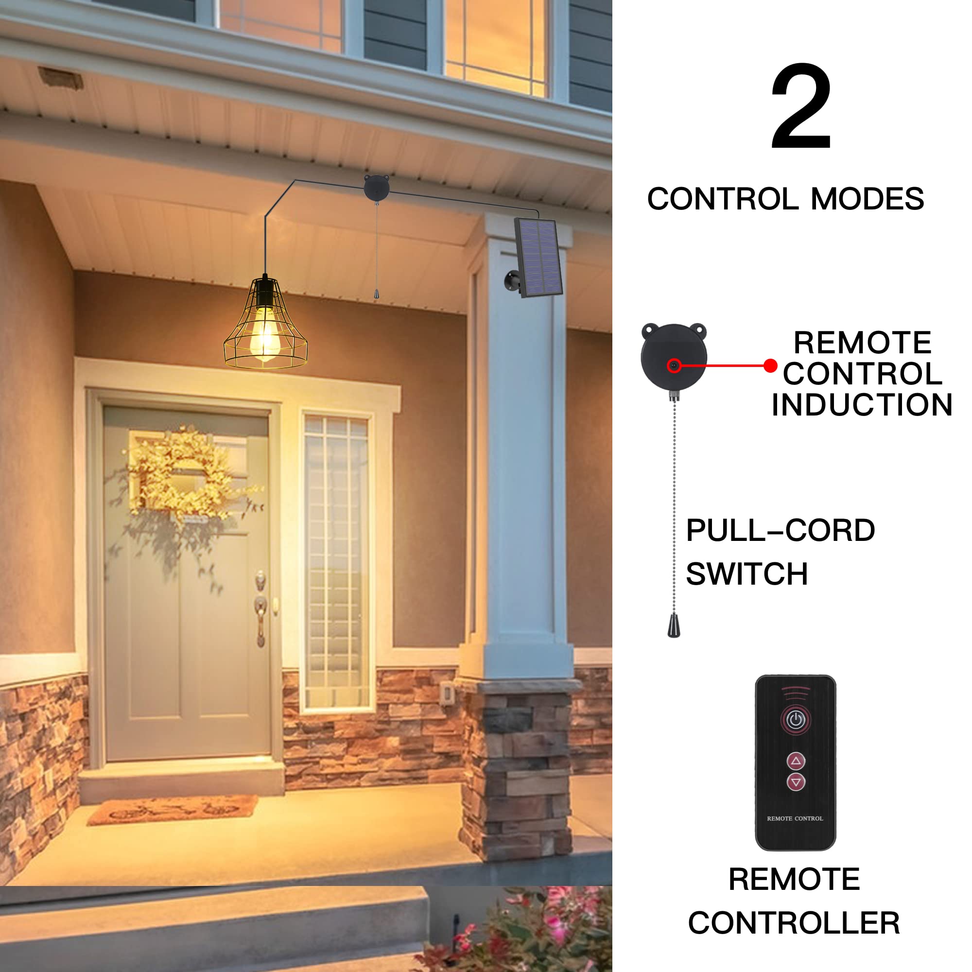 Solar Powered Pendant Lights with Remote Control - Indoor/Outdoor Waterproof Hanging Lights for Chicken Coop, Shed, Garage, Greenhouse, Patio & Barn Storage - Energy Efficient Solar Lights for Home & Garden Decor