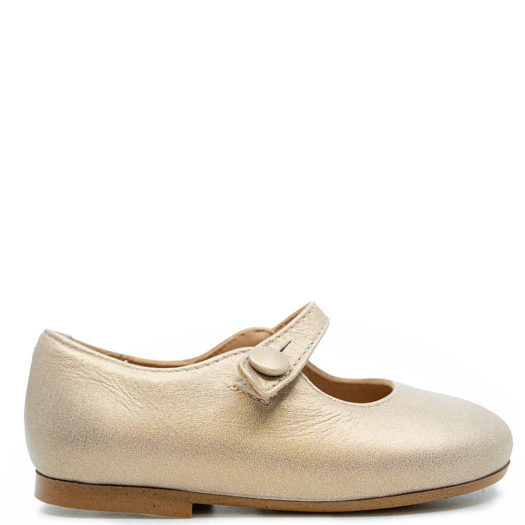 Papanatas Champagne Button Mary Jane Shoes - Elegant Women's Flats for Weddings, Parties & Special Occasions