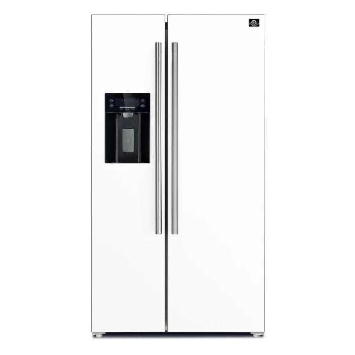 Forno Espresso Salerno 36 Inch 20 cu.ft Side by Side Refrigerator with Water Dispenser - Energy Efficient Stainless Steel Fridge for Kitchen, Office, or Restaurant (Model FFRBI1844)