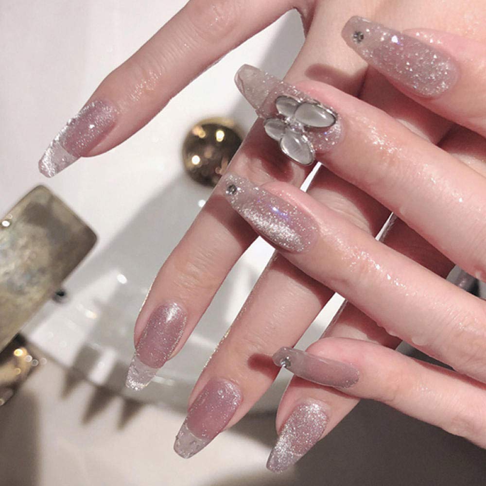 24PCS Butterfly Acrylic False Nails - Medium Long Oval Fake Nails with Elegant Butterfly Designs for Manicure & Nail Art | Perfect for Parties, Weddings, Date Nights & Special Occasions