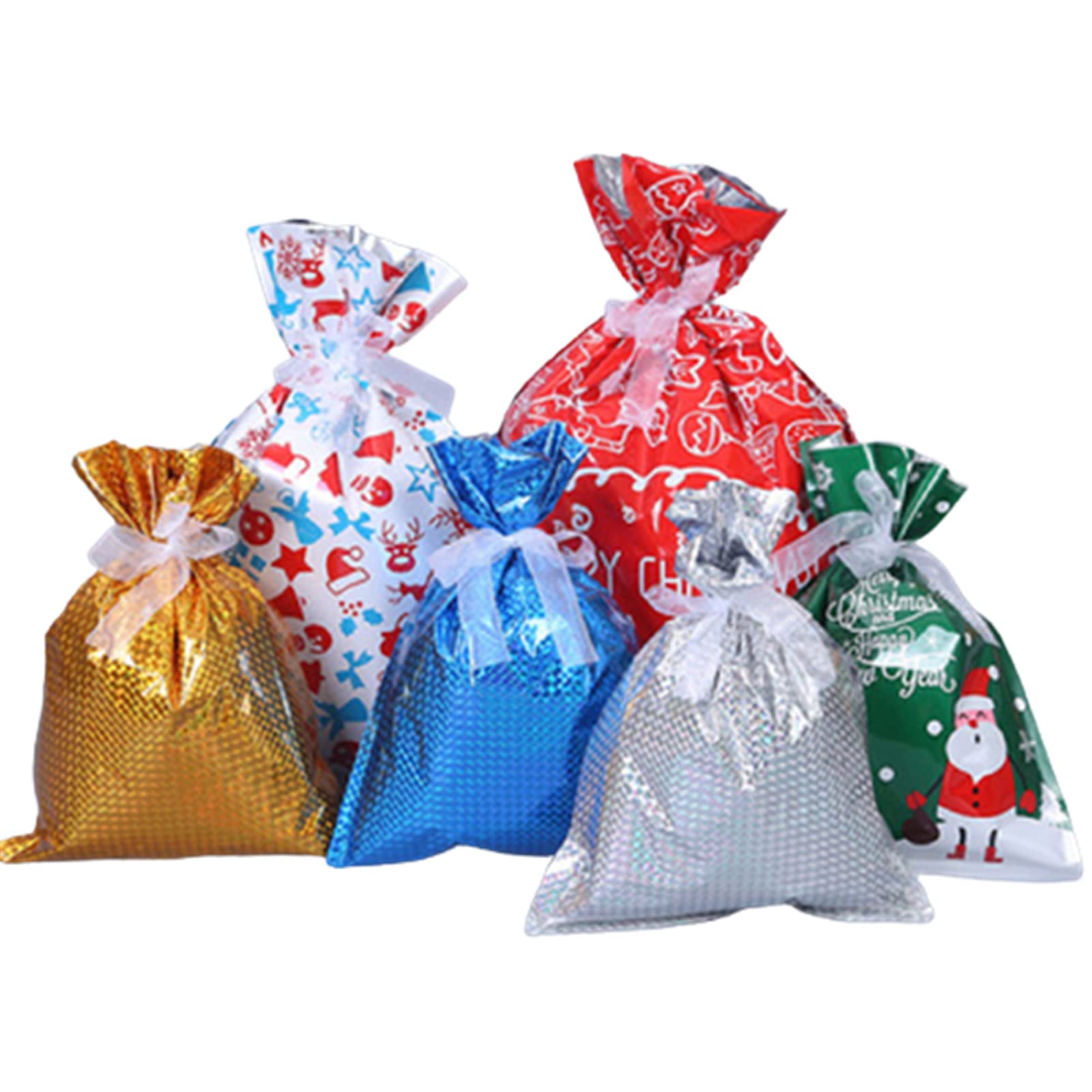 VALINK Christmas Drawstring Gift Bags - 30/35pcs Xmas Themed Printed Party Favor Pouches for Candy, Gifts & Home Decor - Perfect for Holiday Parties, Stocking Stuffers & Festive Wrapping