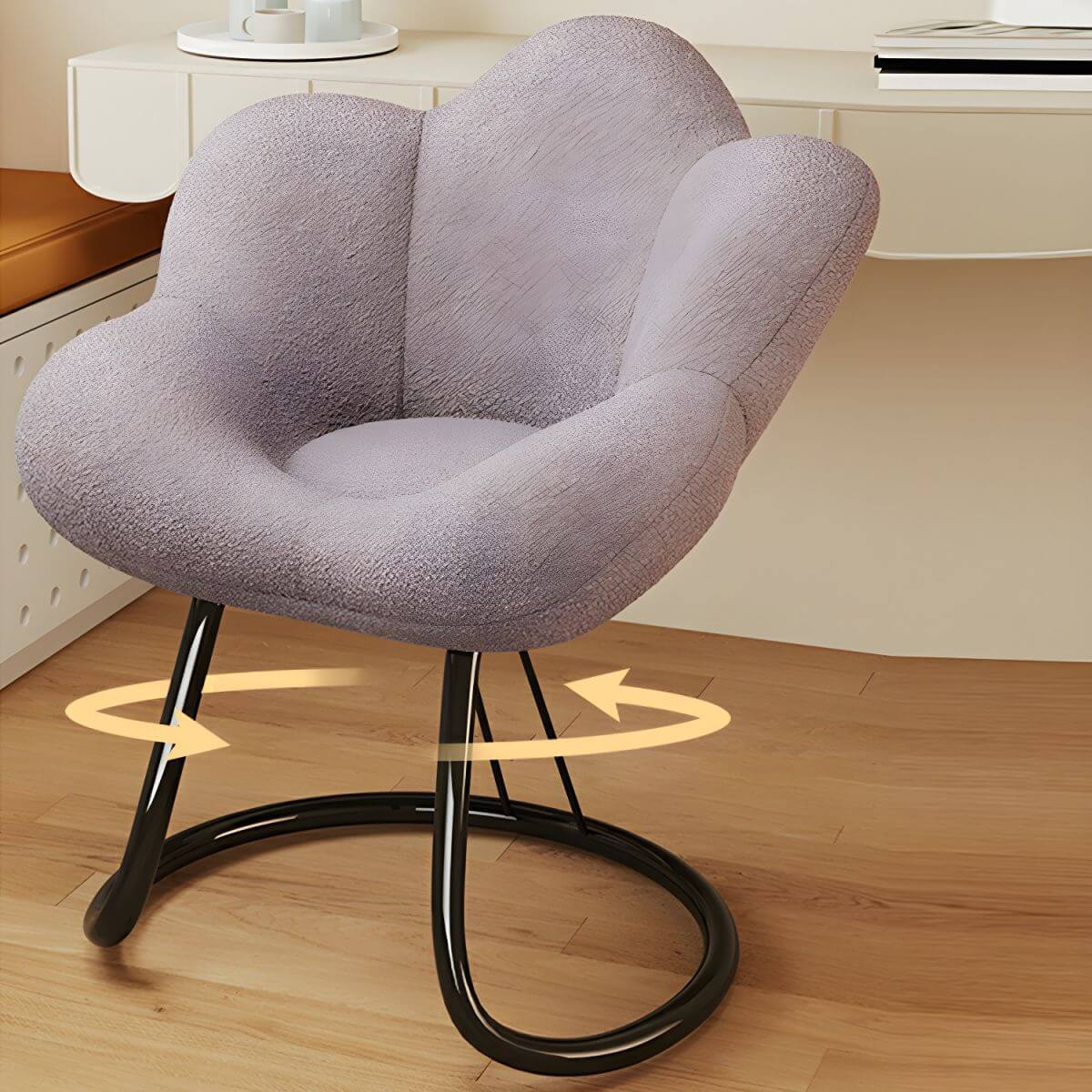 Modern Vanity Stool with Soft Lamb Wool Upholstery & Sturdy Metal Base - Perfect for Bedroom, Bathroom & Dressing Room Makeup Seating