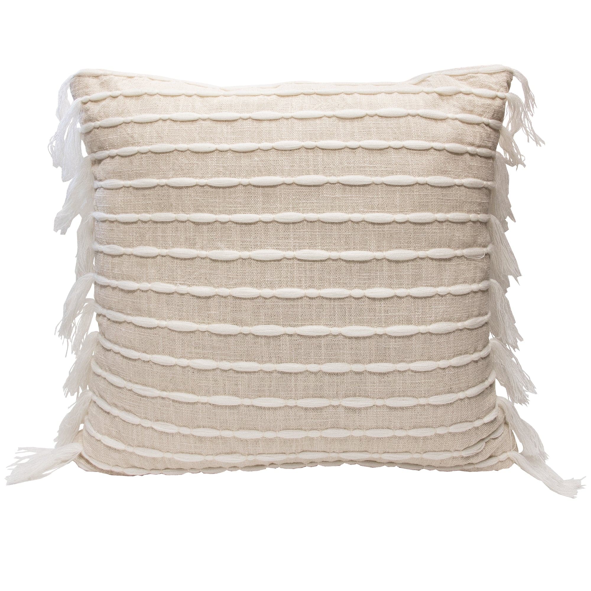 Elegant Linear Tassel Decorative Throw Pillow Cover - Boho Chic Home Decor for Sofa, Bed & Living Room