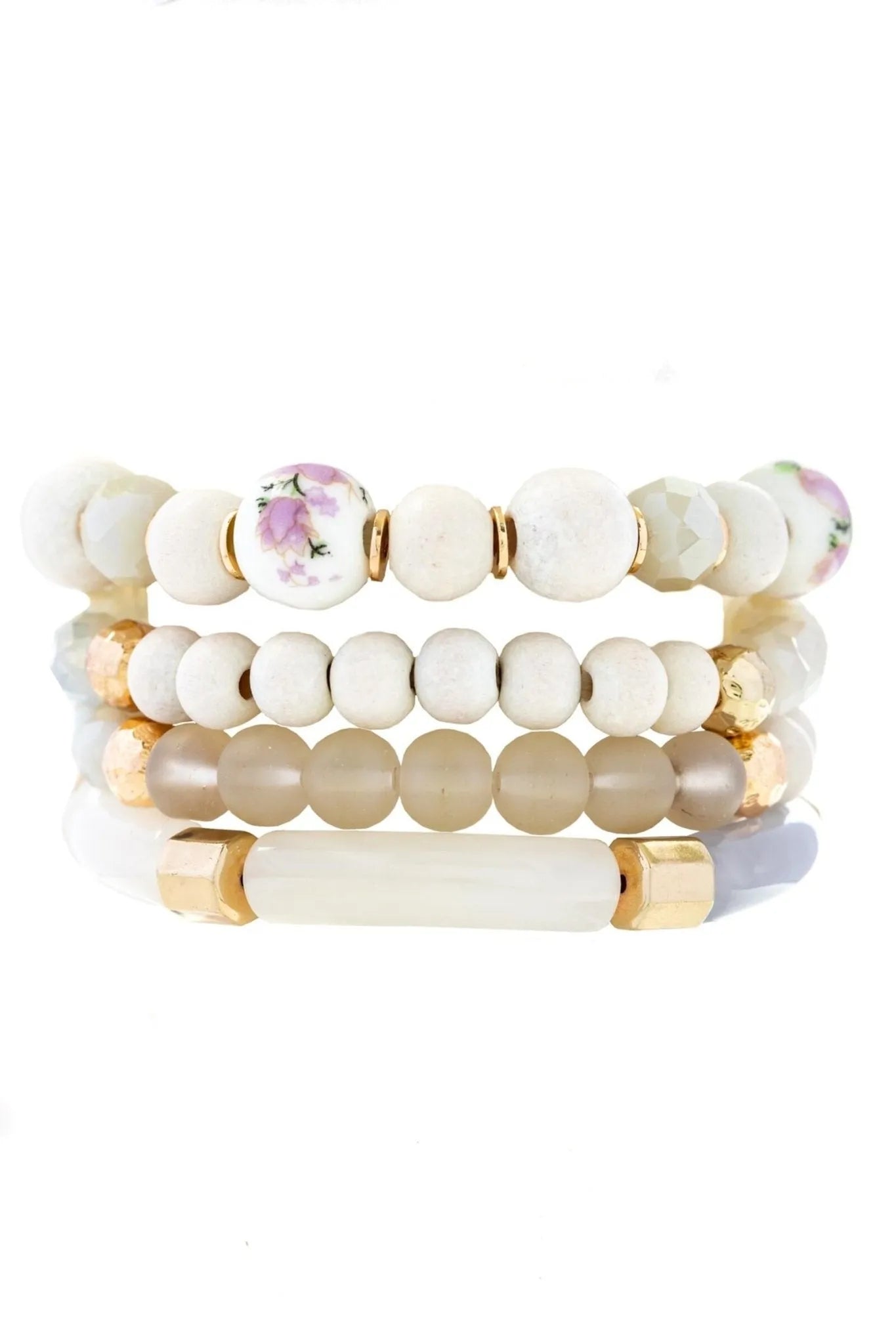 Beaded Wood Chain Link Bracelet Set for Women - Natural Wooden Bead Bracelets with Adjustable Chain - Boho Chic Jewelry for Casual Wear, Parties & Gifts