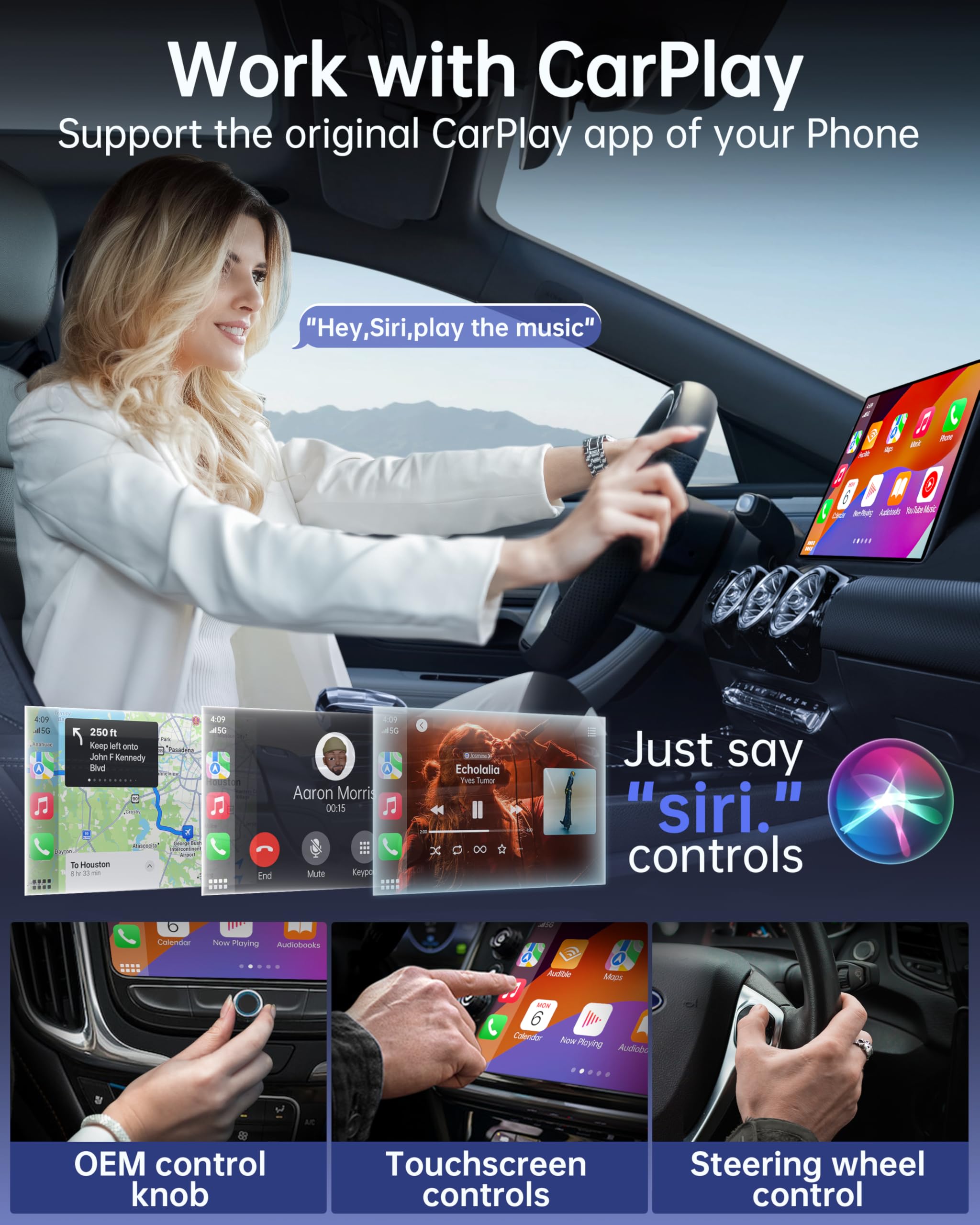 Luckymore Wireless CarPlay Adapter - Convert Wired to Wireless CarPlay Dongle for iPhone iOS 10+, Plug & Play for Cars 2017+ Models - Enjoy Hands-Free Navigation, Music & Calls While Driving