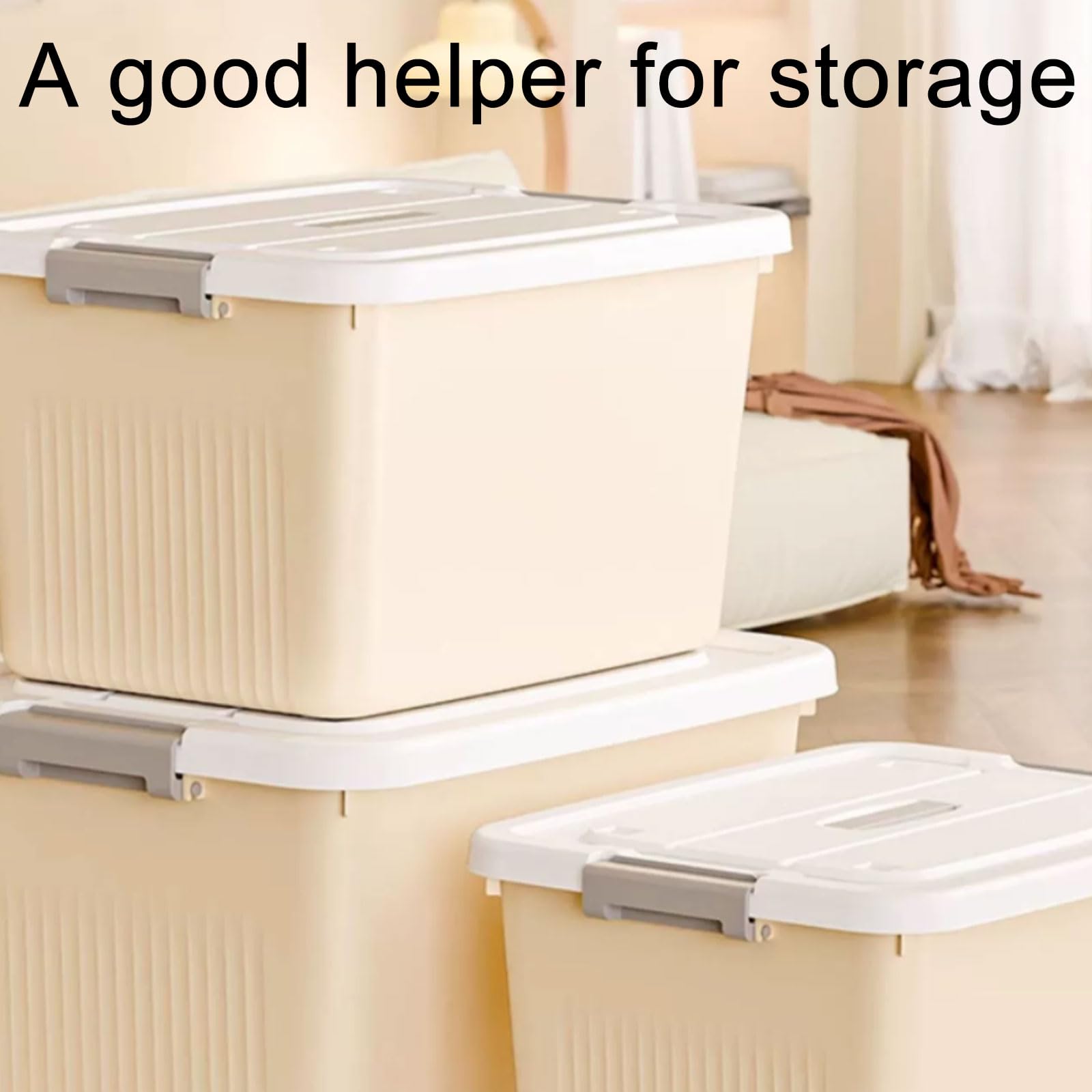 Stackable Plastic Storage Bins with Handles & Lids - Lightweight Multifunctional Organizer for Home, Office, Closet & Garage Storage Solutions