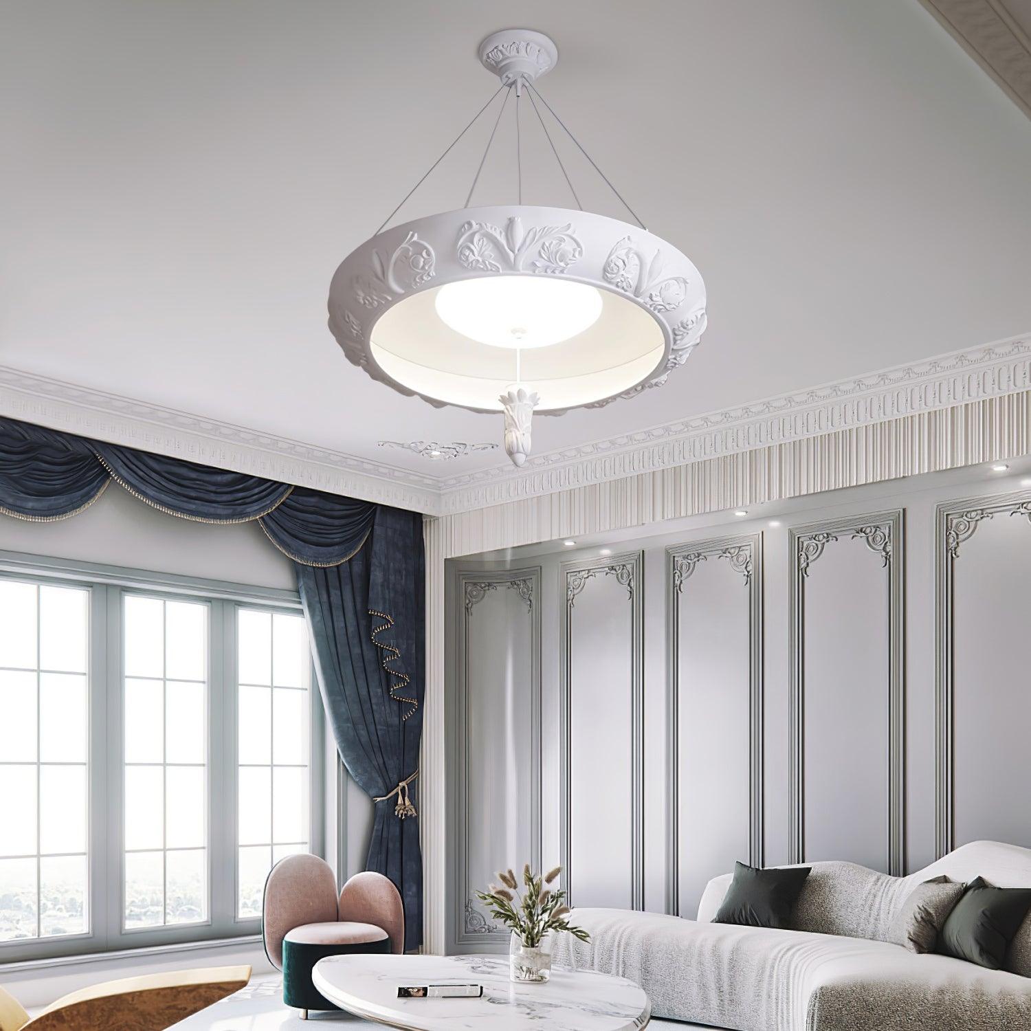 Handcrafted Artistic Carved Crystal Chandelier - Elegant Ceiling Light Fixture for Dining Room, Living Room & Bedroom Decor