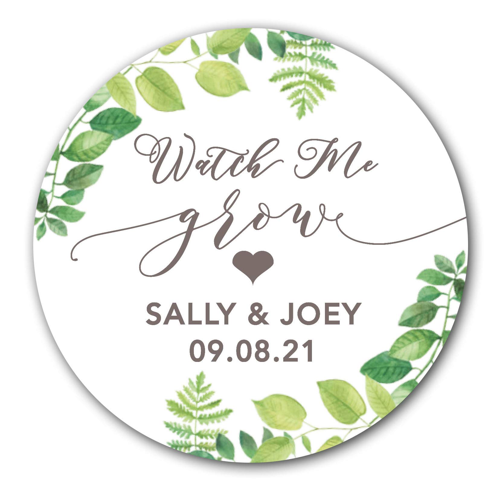 Watch Me Grow Stickers - Greenery Wedding Favors for Bridal Showers & Succulent Gifts