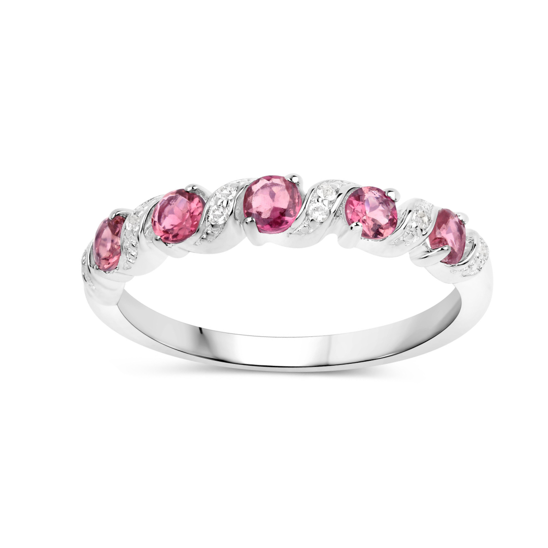 Genuine Pink Tourmaline 5 Stone Ring - Elegant Gemstone Jewelry for Women, Perfect for Weddings, Anniversaries & Special Occasions