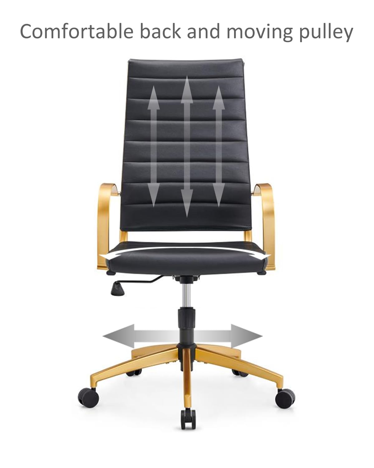 Premium Ergonomic Office Chair - High Back Gold Leather Desk Chair with Lumbar Support - Adjustable Home Office Chair for Study, Work & Gaming - Comfortable Computer Chair for Long Hours (Gold Black)