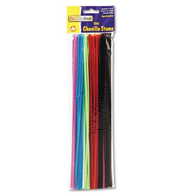 Metal Wire Stems 12 x 4mm - Polyester Craft Stems in Assorted Colors (100/Pack, 55 Pack) for Floral Arrangements, DIY Crafts, and Home Decor Projects