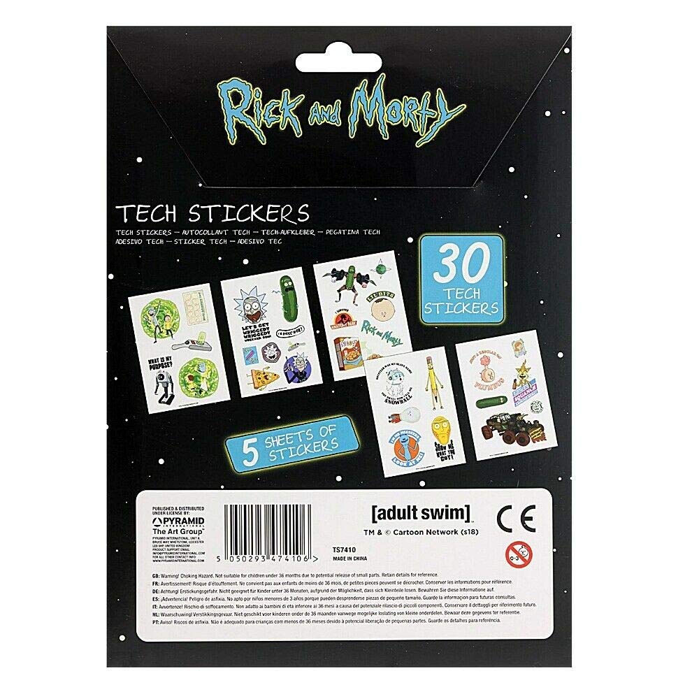 Official Rick and Morty Tech Stickers Set - 30 Unique Vinyl Decals for Laptops, Phones & Tablets | Waterproof Durable Adhesive | Perfect for Laptop Decoration, Phone Customization & Gift for Fans