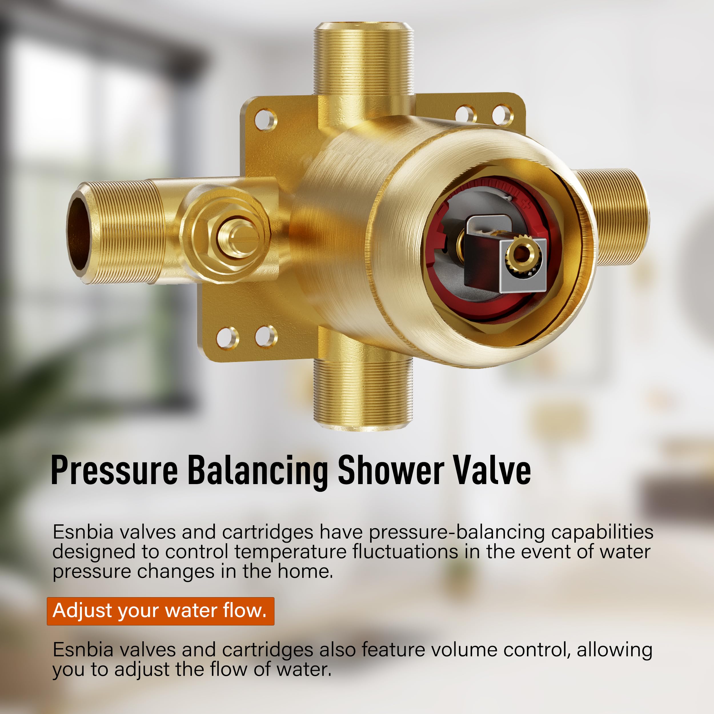 Premium Brushed Gold Shower Tub Faucet Kit - 6-Inch Rain Shower Head & Tub Spout with Valve - Single Handle Bathroom Fixture for Modern Home Renovation - Perfect for Master Bath, Guest Bath & Spa-Like Shower Experience
