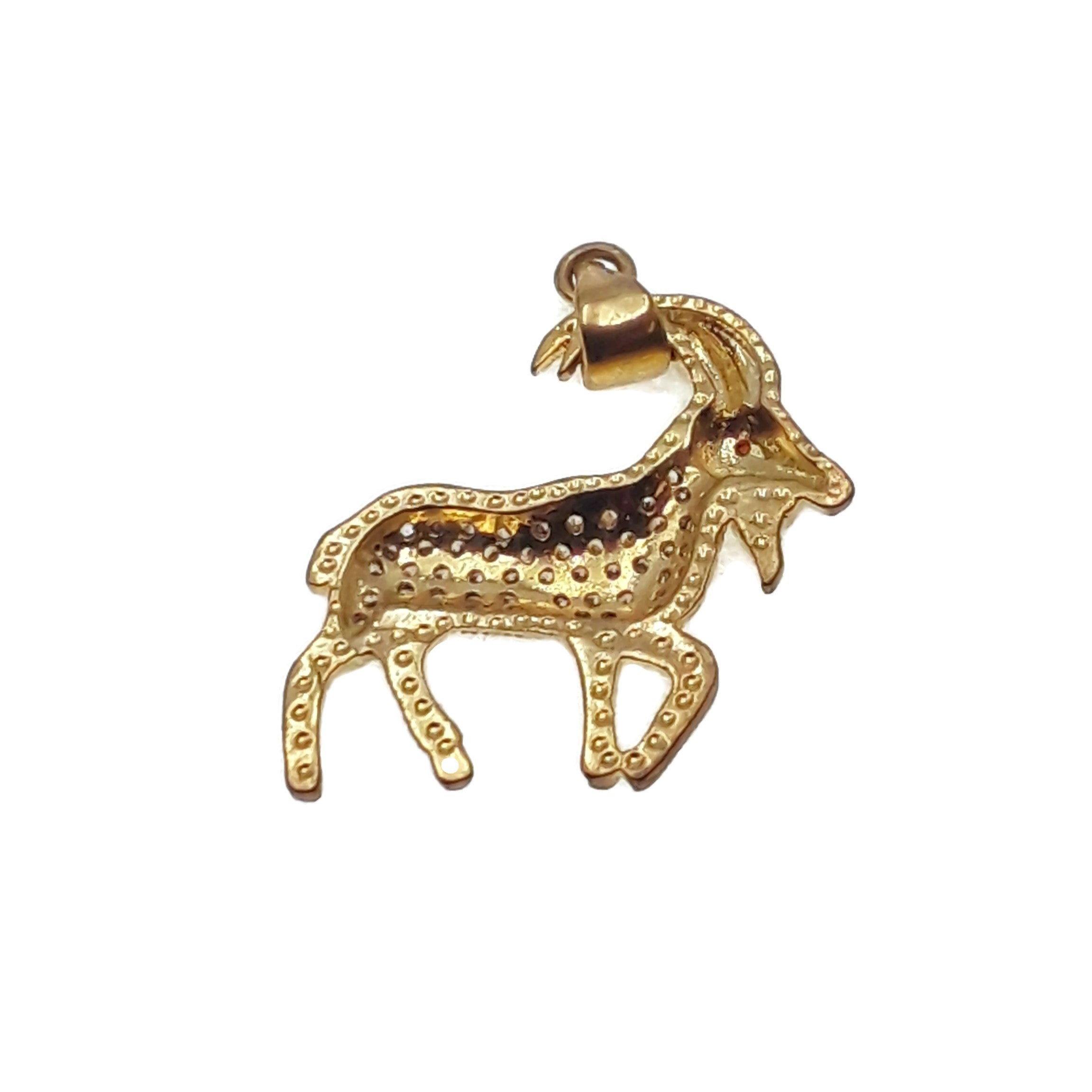 Goat Charm Pendant - 21x22mm Gold Plated Copper with Micro Pave Clear Zircon Stones | Perfect for Necklaces, Bracelets & Jewelry Making | Zodiac Gift for Capricorn