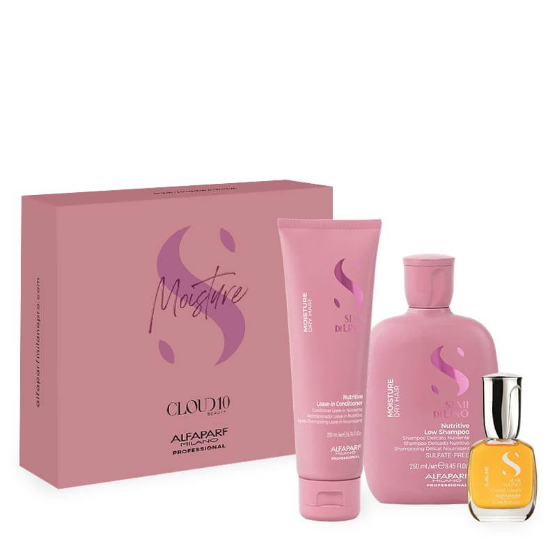 Alfaparf Semi Di Lino Moisture Hair Care Gift Set - Hydrating Treatment for Dry & Damaged Hair - Perfect for Home Spa Days & Salon-Quality Results